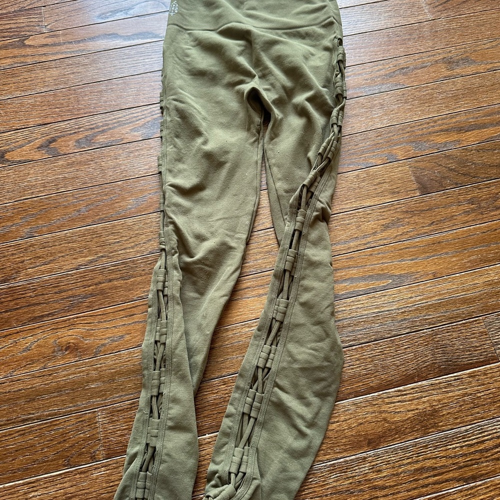 FP Movement by Free People Khaki Lace-Up Leggings